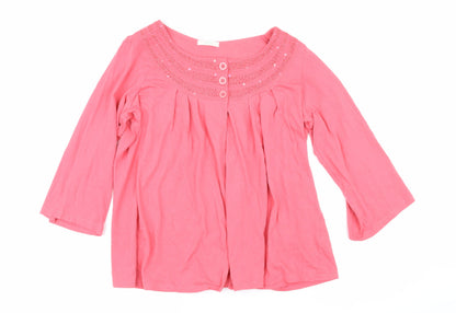 Womens UK Size 16 Marks and Spencer Pink Basic Button-Up