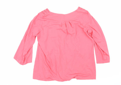 Womens UK Size 16 Marks and Spencer Pink Basic Button-Up