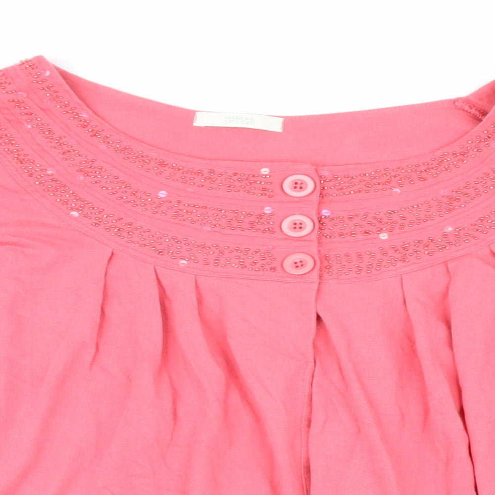 Womens UK Size 16 Marks and Spencer Pink Basic Button-Up