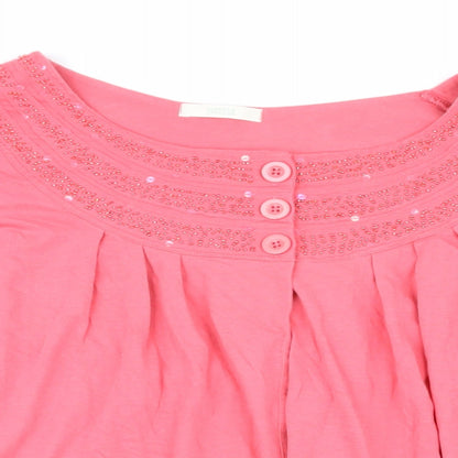 Womens UK Size 16 Marks and Spencer Pink Basic Button-Up