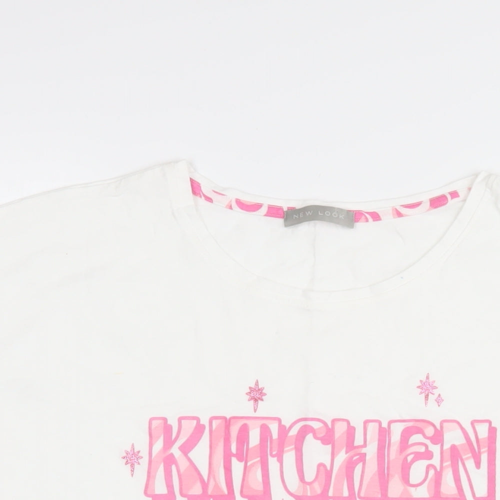 Womens UK Size S New Look White Basic T-Shirt