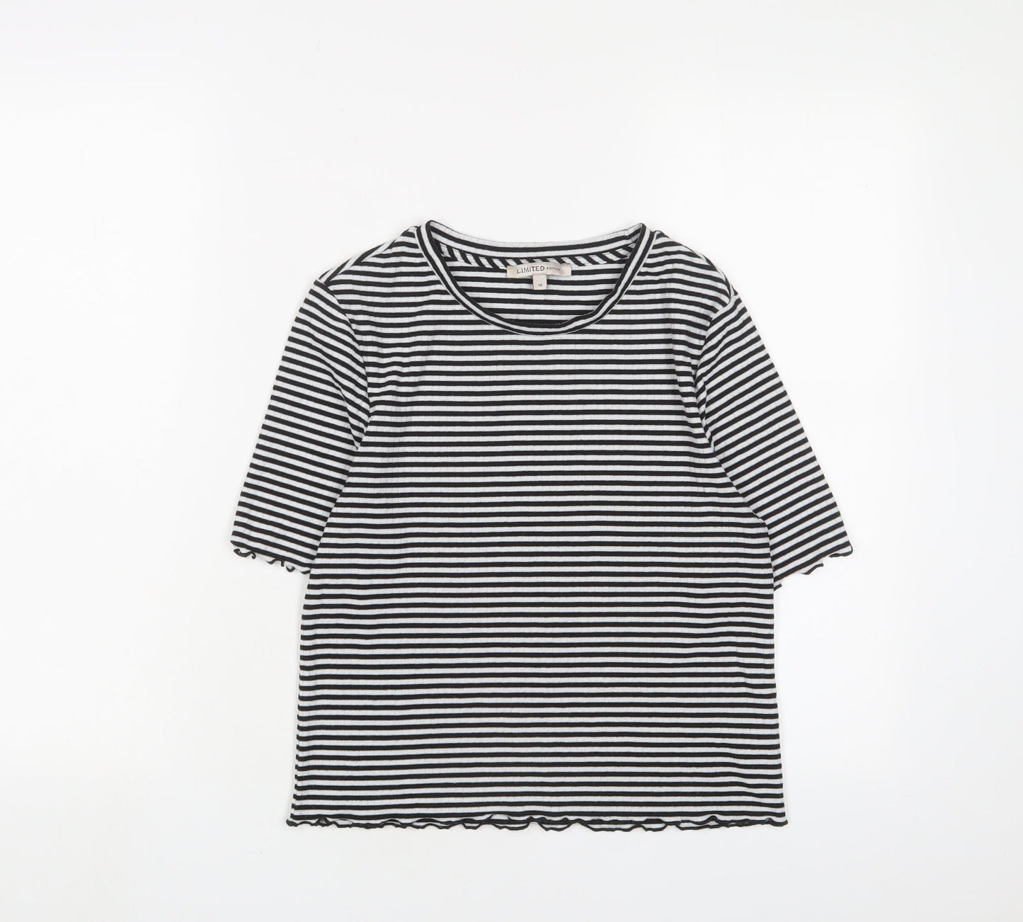 Womens UK Size 14 Limited Edition Black Basic T-Shirt