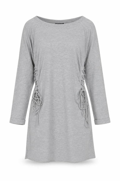 Topshop Womens Grey Cotton A-Line Size 10 Crew Neck Pullover - Tie sides