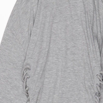 Topshop Womens Grey Cotton A-Line Size 10 Crew Neck Pullover - Tie sides