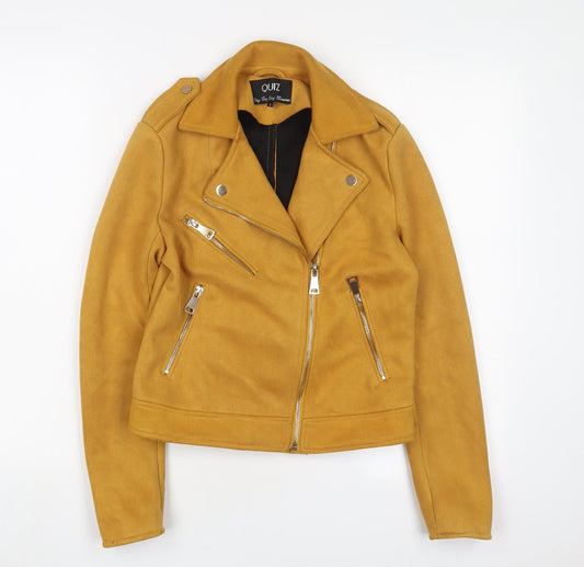 Quiz Womens Yellow Jacket Size 6 Zip