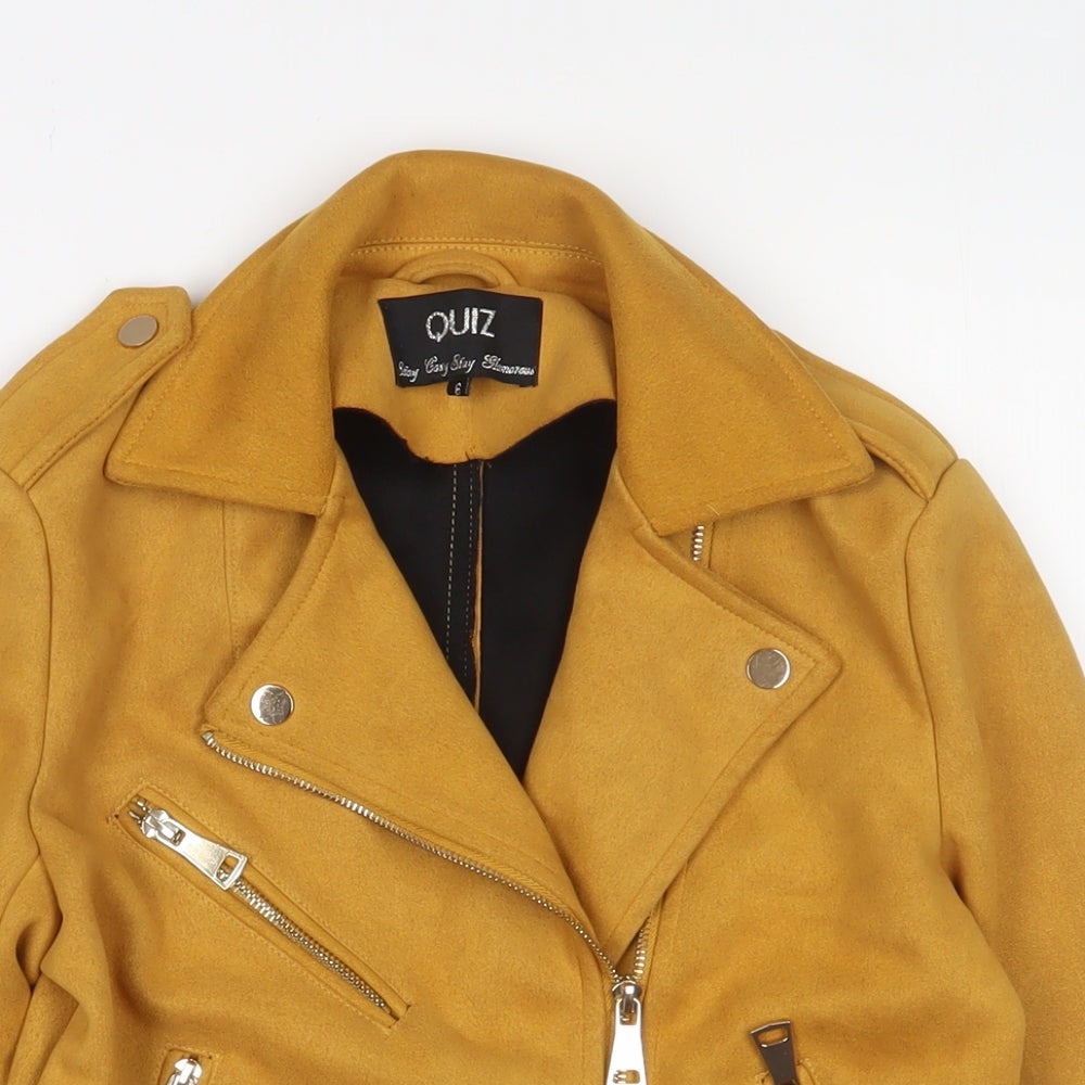 Quiz Womens Yellow Jacket Size 6 Zip