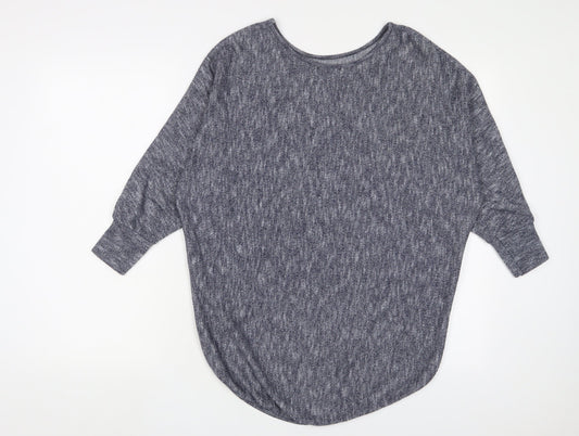 Apricot Womens Blue Crew Neck Acrylic Pullover Jumper Size S