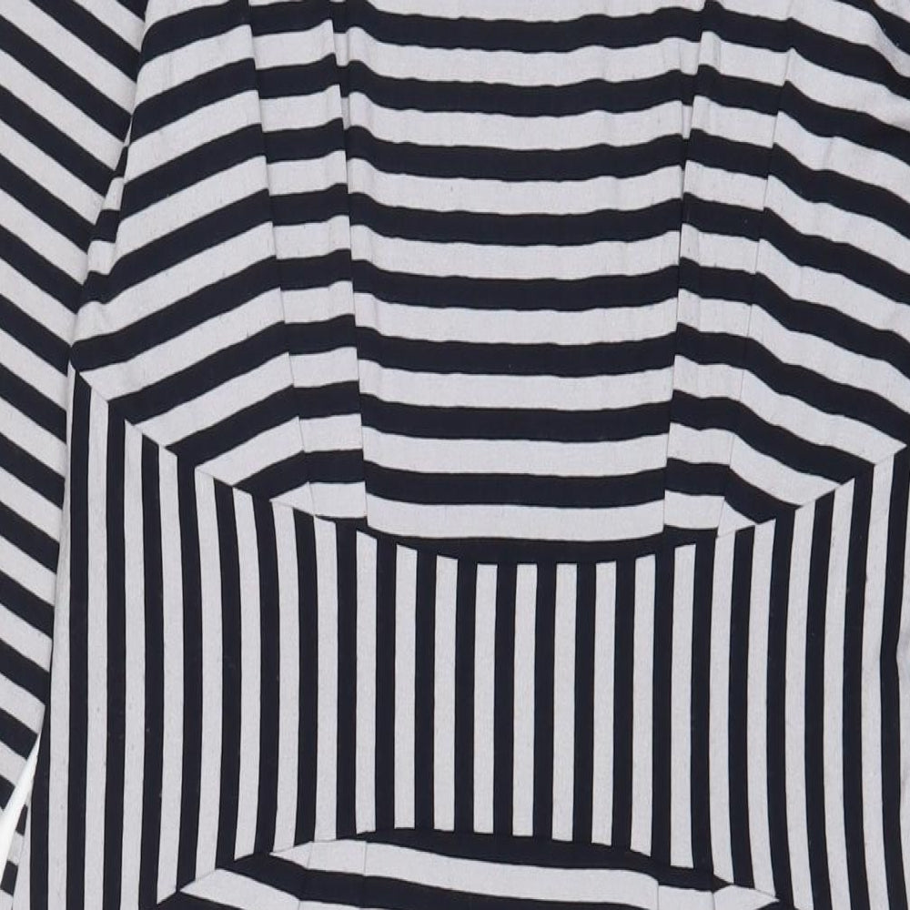 Autograph Womens Blue Striped Viscose A-Line Size 12 Boat Neck Pullover