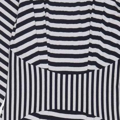 Autograph Womens Blue Striped Viscose A-Line Size 12 Boat Neck Pullover