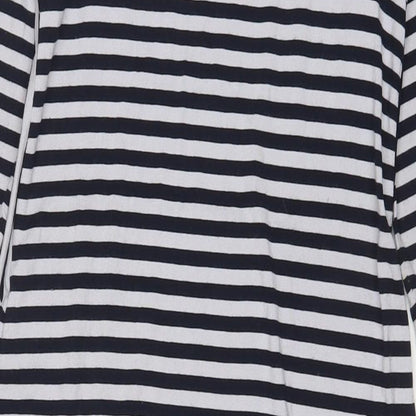 Autograph Womens Blue Striped Viscose A-Line Size 12 Boat Neck Pullover