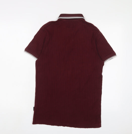 Burton Mens Red Cotton Polo Size S Collared Zip