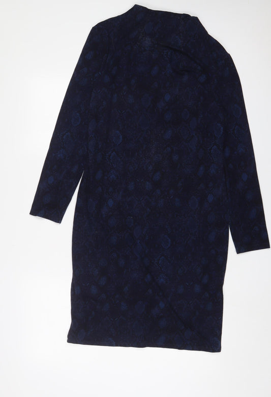 Apricot Womens Blue Animal Print Elastane A-Line Size 14 Round Neck Pullover