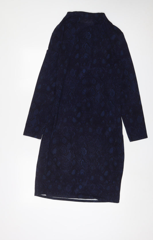 Apricot Womens Blue Animal Print Elastane A-Line Size 14 Round Neck Pullover