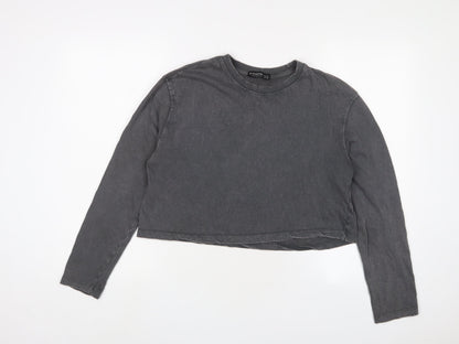Womens UK Size M Stradivarius Grey Cropped T-Shirt