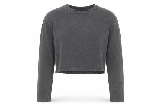 Womens UK Size M Stradivarius Grey Cropped T-Shirt