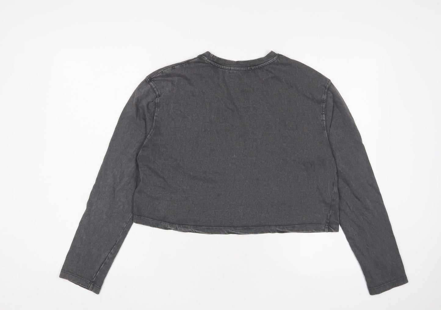 Womens UK Size M Stradivarius Grey Cropped T-Shirt