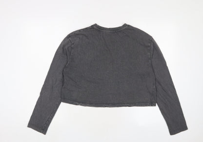 Womens UK Size M Stradivarius Grey Cropped T-Shirt