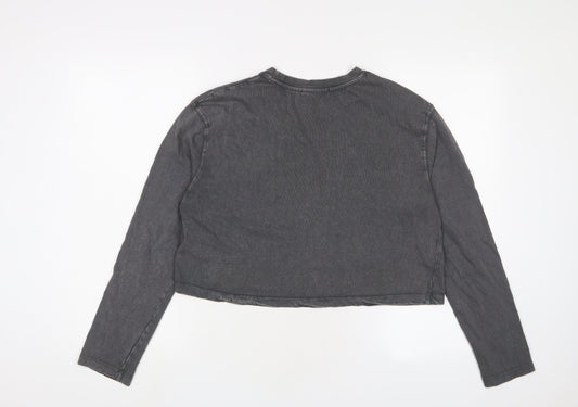 Womens UK Size M Stradivarius Grey Cropped T-Shirt