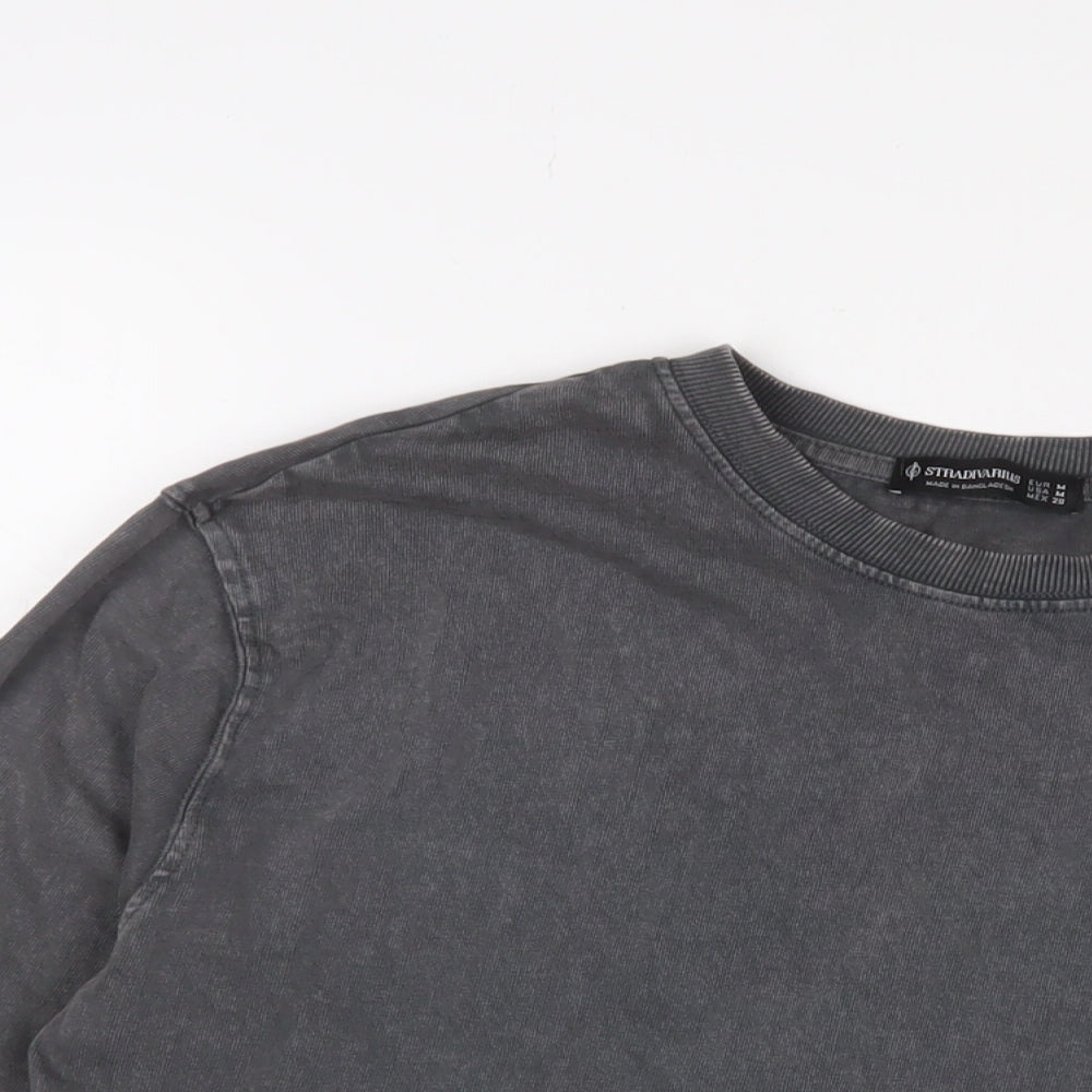 Womens UK Size M Stradivarius Grey Cropped T-Shirt