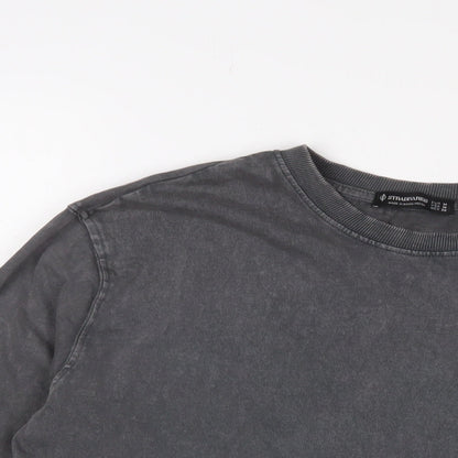 Womens UK Size M Stradivarius Grey Cropped T-Shirt