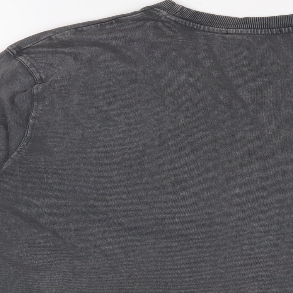 Womens UK Size M Stradivarius Grey Cropped T-Shirt