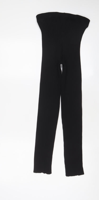 Womens UK Size XL Boohoo Regular Fit Capri Black Trousers