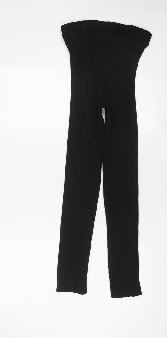 Womens UK Size XL Boohoo Regular Fit Capri Black Trousers