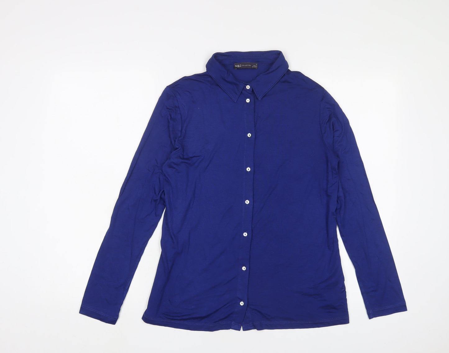 Womens UK Size 12 Marks and Spencer Blue Basic Button-Up