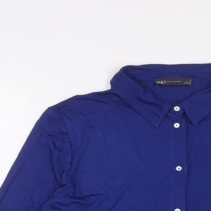 Womens UK Size 12 Marks and Spencer Blue Basic Button-Up