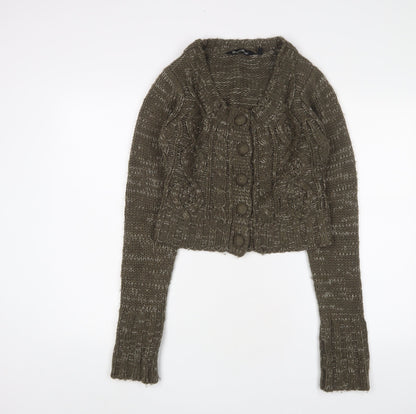 Womens UK Size 10 Brave Soul Green Cardigan Jumper