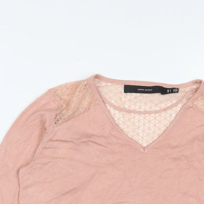 Womens UK Size S VERO MODA Pink Pullover Jumper