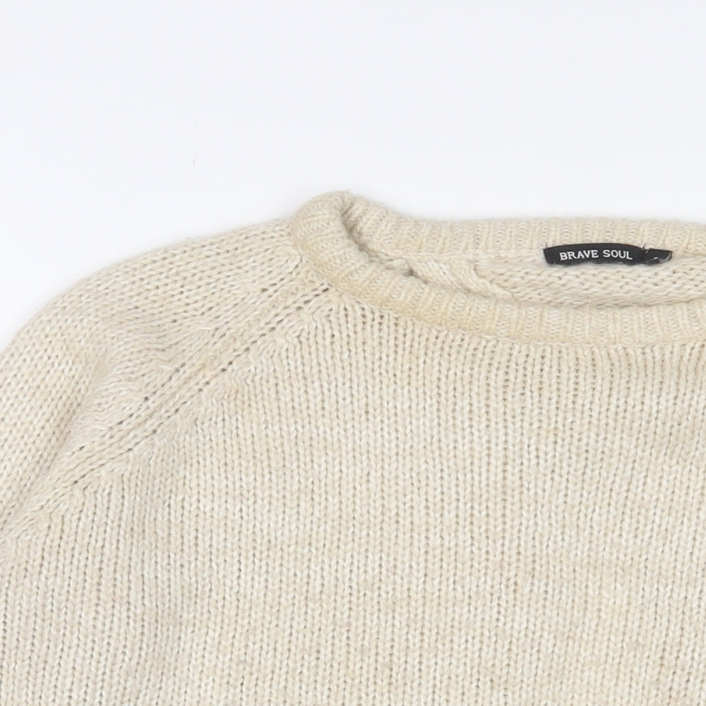 Womens UK Size S Brave Soul Beige Pullover Jumper