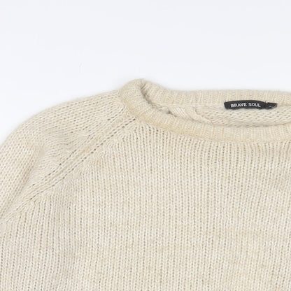 Womens UK Size S Brave Soul Beige Pullover Jumper