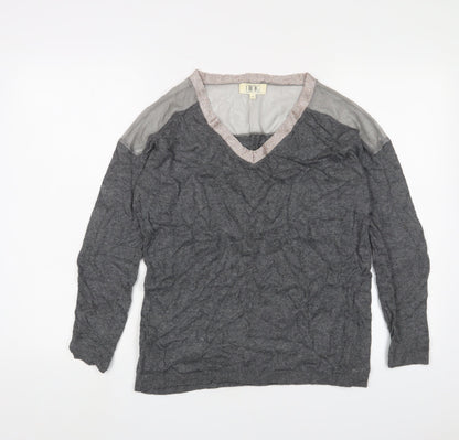 Savannah Miller Womens Grey V-Neck Viscose Pullover Jumper Size 8 - Glitter