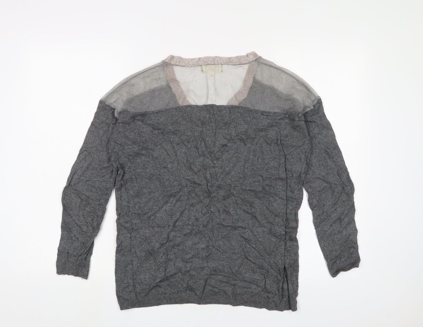 Savannah Miller Womens Grey V-Neck Viscose Pullover Jumper Size 8 - Glitter
