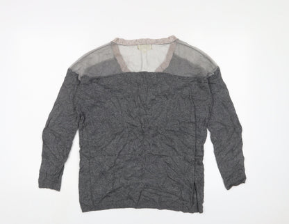 Savannah Miller Womens Grey V-Neck Viscose Pullover Jumper Size 8 - Glitter
