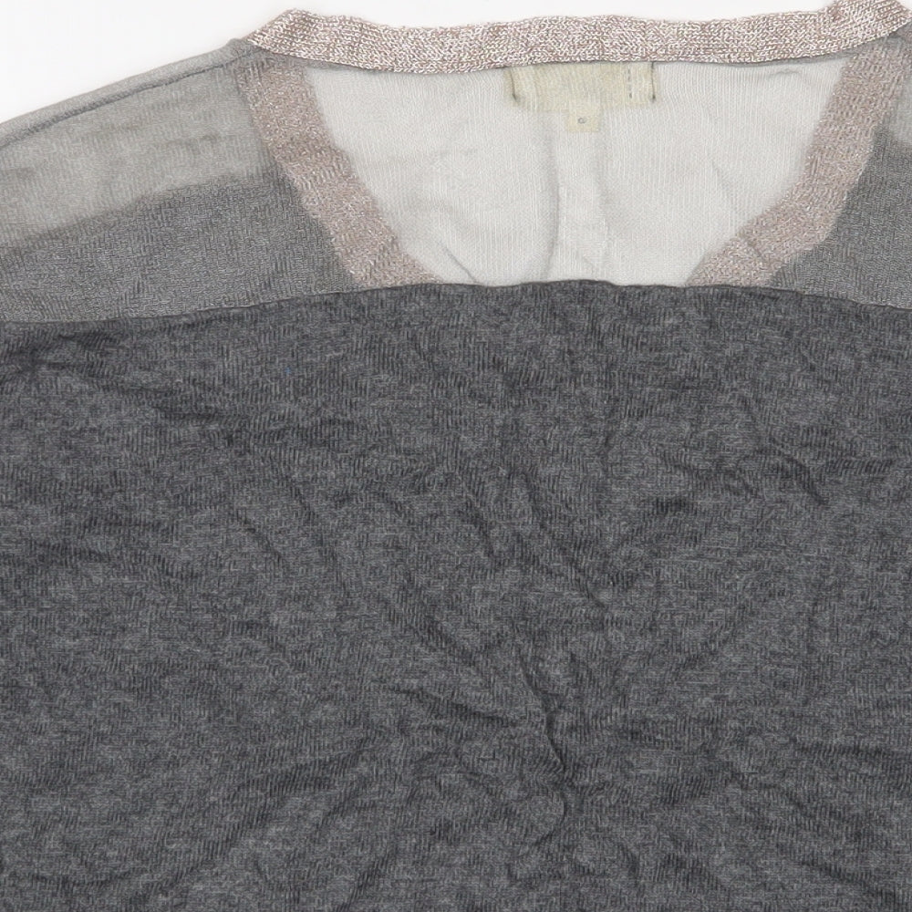 Savannah Miller Womens Grey V-Neck Viscose Pullover Jumper Size 8 - Glitter