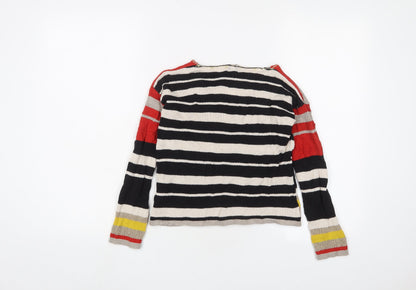 Little Miss Womens Multicoloured V-Neck Striped Viscose Pullover Jumper Size XS