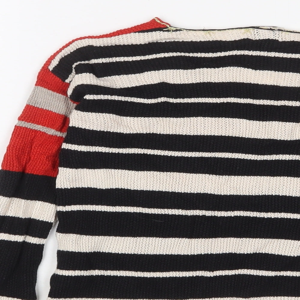 Little Miss Womens Multicoloured V-Neck Striped Viscose Pullover Jumper Size XS