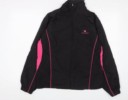 Palm Grove Womens Black Jacket Size 14 Zip - Logo, Embroidered