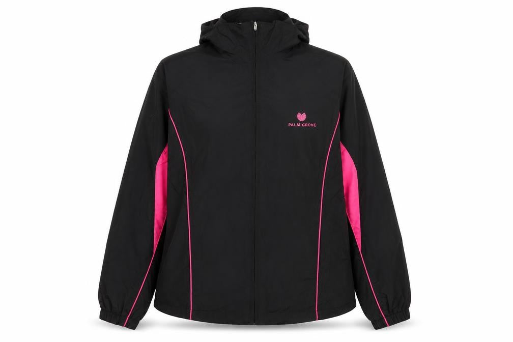Palm Grove Womens Black Jacket Size 14 Zip - Logo, Embroidered
