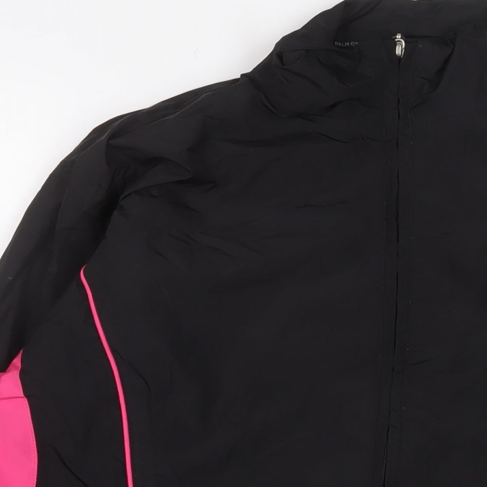 Palm Grove Womens Black Jacket Size 14 Zip - Logo, Embroidered