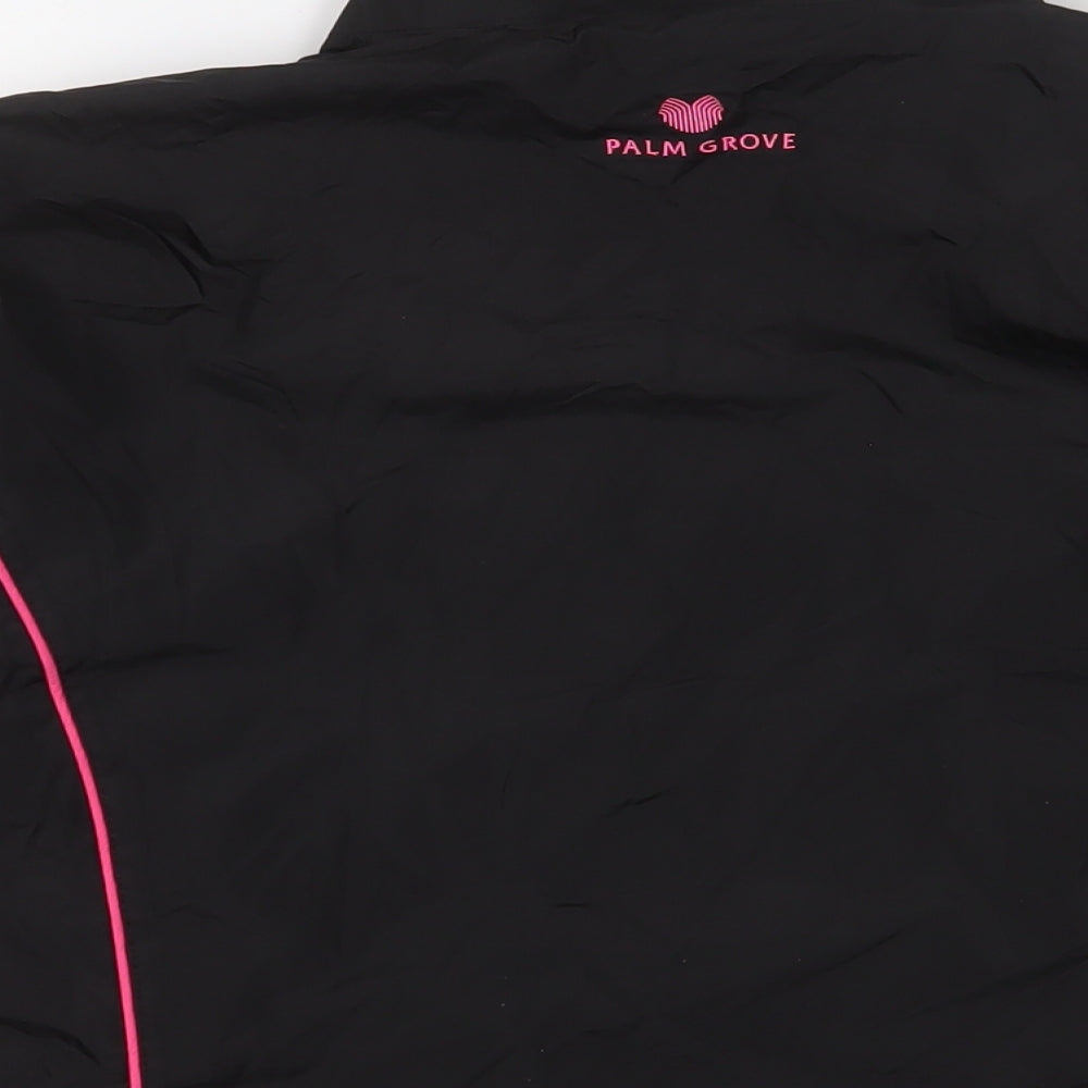 Palm Grove Womens Black Jacket Size 14 Zip - Logo, Embroidered