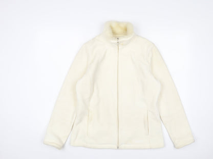 Maine Womens Ivory Jacket Size 12 Zip - Logo, Embroidered