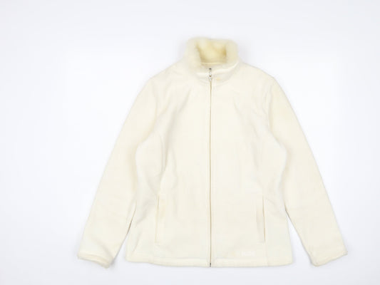 Maine Womens Ivory Jacket Size 12 Zip - Logo, Embroidered