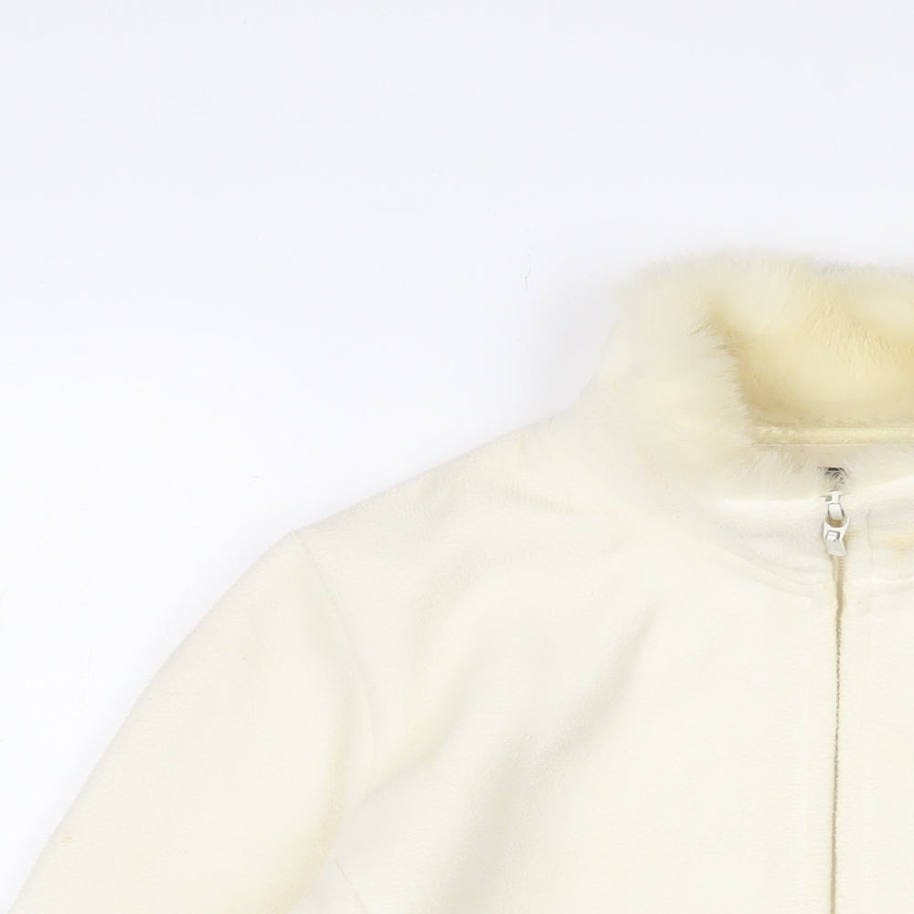 Maine Womens Ivory Jacket Size 12 Zip - Logo, Embroidered