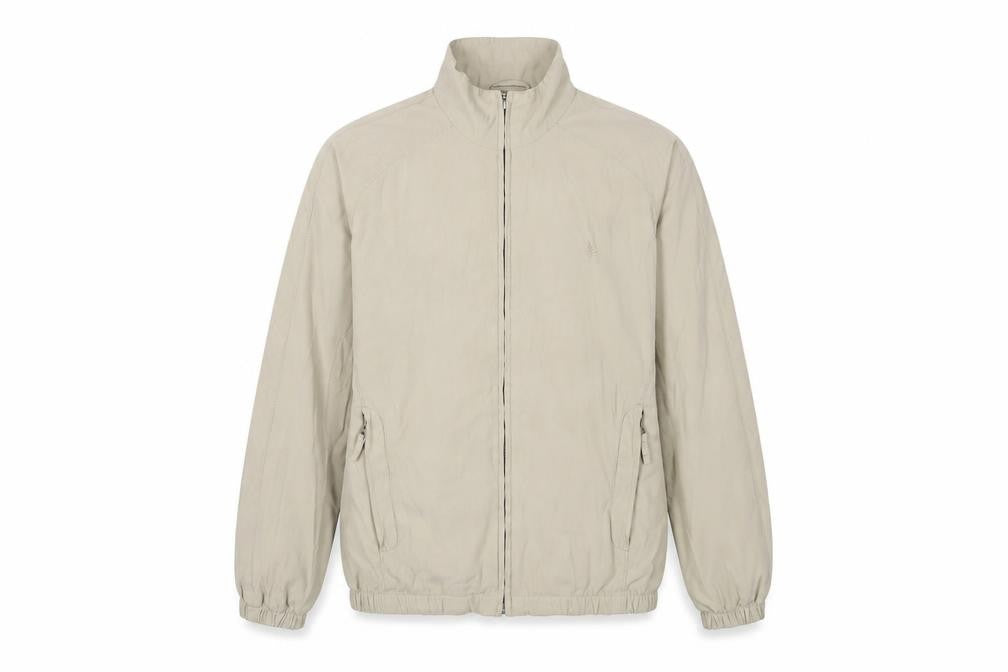 Maine New England Mens Beige Jacket Size S Zip - Logo, Embroidered