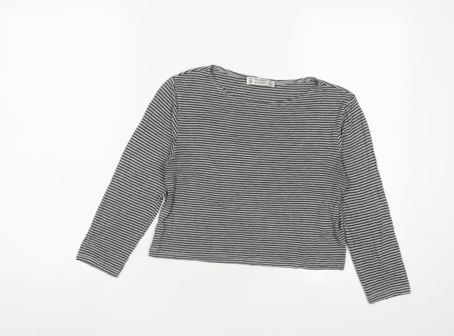 Womens UK Size M Pull&Bear Grey Basic T-Shirt