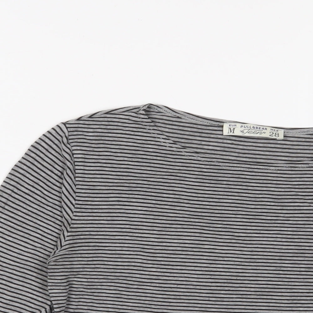 Womens UK Size M Pull&Bear Grey Basic T-Shirt