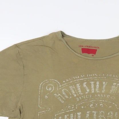 Levi's Mens Green Cotton T-Shirt Size M Crew Neck - Logo